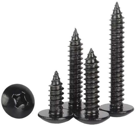 YINZHD Tornillo autorroscante de cabeza armadura cruzada acero inoxidable 304 negro M3 M4 M5 M6 Tornillos for madera plana grande con hongo(12mm,M6-5pcs)