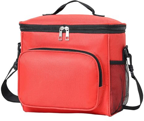 MeiLang 10L Insulated Lunch Bag, Thermal Cooler Bag Leakproof Lunch Box with Adjustable Strap for Men Women Work School Picnic Travel (Red)