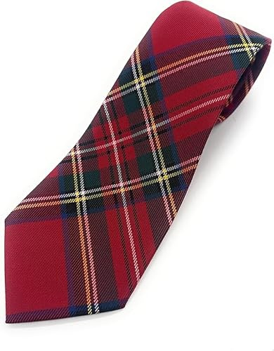 Scottish Royal Stewart Tartan Gents Necktie, Red Plaid Pattern, Traditional Scottish Design