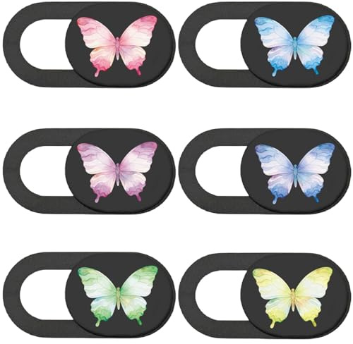PRESSINART 6 Pezzi di Copriobiettivo per Laptop A Scorrimento con Farfalla Adorabile Copertura per La Privacy della Webcam Sottile Blocco per Laptop Computer Desktop Tablet Telefono Notebook Mini PC