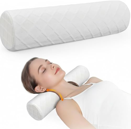 Pyxovixar Cervical Neck Roll Memory Foam Pillow,Removable Cover17*3.1 | Neck Support Pillows for Sleeping,Round Bolster Pillow Cylinder for Bed,Back Lumbar Leg Yoga,Breathable Comfortable