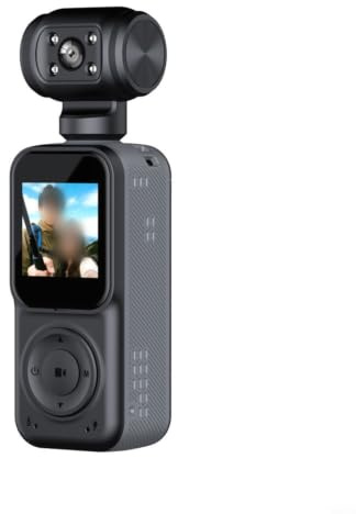 BEAZOOM Cámara de video portátil 4K con micrófono, rotación de 180°, grabación de poca luz, seguridad personal de 2000 mAh y viajes (negro)