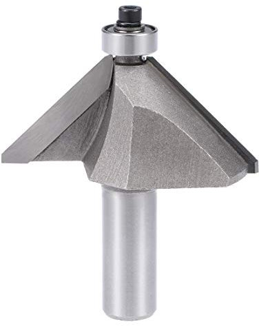 sourcing map Chamfer Router Bit 45 Degree 1/2 Shank 1-1/20 Cutting Height Edge Forming Router Bit for Woodworking