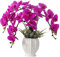 LESING Künstliche Blumen Ochideen Pflanzen Gefälschte Orchidee im Topf Künstliche Blumen mit Vase Orquidea Faux Orchidee für Zuhause Innendekoration (Stil 4, weiße Vase)