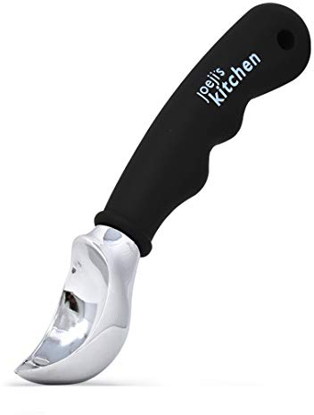 Joeji's Kitchen Paletta Gelato in Acciaio Inox – Cucchiaio per Gelato Antiscivolo Nero – Porzionatore Manuale per Gelati, Melone, Polpette e Dolci – Utensile Cucina Multifunzione
