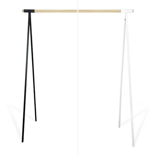 Natural Goods Berlin Kleiderständer GARD Design Garderobe freistehend | Metall Kleiderstangenhalterung für 30mm Rundstab | Massiv Holz stabil | DIY (130cm Kleiderstange EICHE, Weiß)