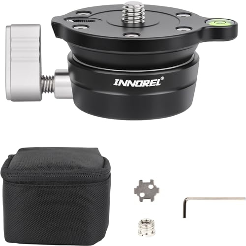 INNOREL LB50 Tête de Nivellement Aluminium Fraisé CNC, Base de Nivellement avec Chariot à Eau/Niveau pour Appareils Photo avec Filetage ¼ Charge Max 10kg/22lb Demi-Boule avec Sac de Rangement