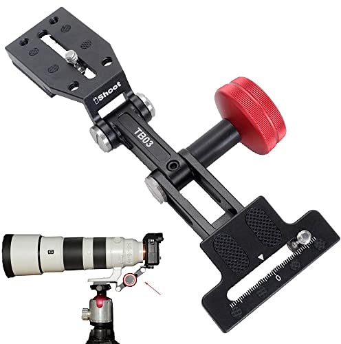 iShoot Foldable Long Focus Lens Support, Portable Telephoto Lens Bracket, Zoom Lens Stand, 2-in1 Camera Quick Release Plate Compatible with Manfrotto 200PL & Arca-Swiss Fit Tripod Ball Head Clamp