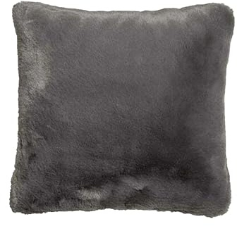 UnHide Squish – kudde i fuskpäls – extra mjuk prydnadskudde – fyrkantig formad kudde, polyesterfyllning – maskintvättbar – perfekt för vardagsrum, sovrum eller gästrum – 50 cm x 50 cm – träkol Charlie