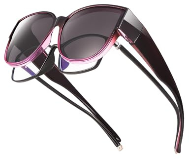 TINHAO Polarized Fit Over Glasses Sunglasses for Women UV Protection, Trendy Oversized Square Wrap Around Shades for Driving(Gradient Purple,Black)