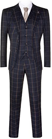 Traje de Tweed Azul Marino para Hombre Traje a Medida de 3 Piezas Gatsby de los Años 20 36