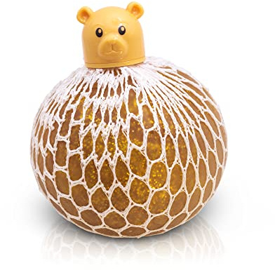 Tobar SQUISHY MESH PET GOLD BEAR Squish Squeeze Stress Ball Toy