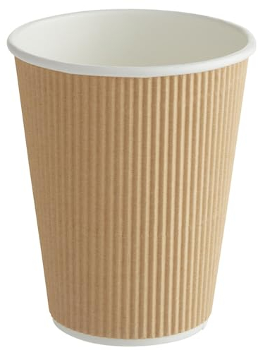 GRADISCO 50 Bicchieri in Cartoncino Ondulato Kraft Doppia Parete da 360 ml/12oz Riciclabile Rivestimento in PE Adatto per Bevande Calde Cappuccino Thè Cioccolata Monouso (50)