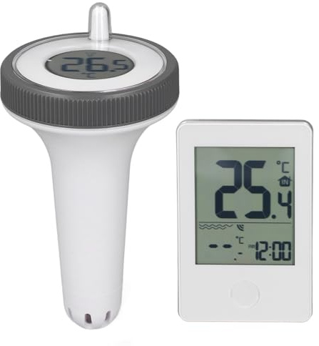 Pooltermometer, Trådlös Pooltermometer och Mottagareset, Flytande Termometer med Lättläst Display för Pool, Badtunna, Varma Källor