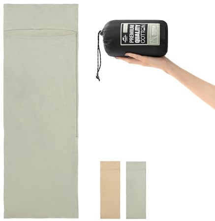 Naturehike Sábana Saco de Dormir Ultraligero, Sábana compacta de algodón con Compartimento para Almohadas, Sábana de Viaje para Adultos Suave y Sedoso (Verde)