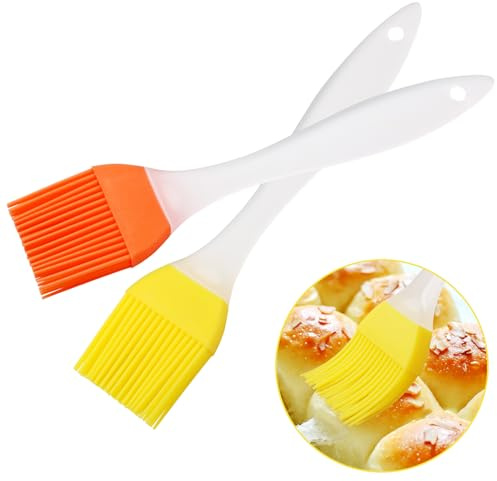 BOUMVID 2 stycken silikon bakningspenslar, köks pastry pensel, baknings silikonpensel, livsmedels grillpensel, liten basting bakningspensel, BBQ silikonpensel för grillning, bakning, röring