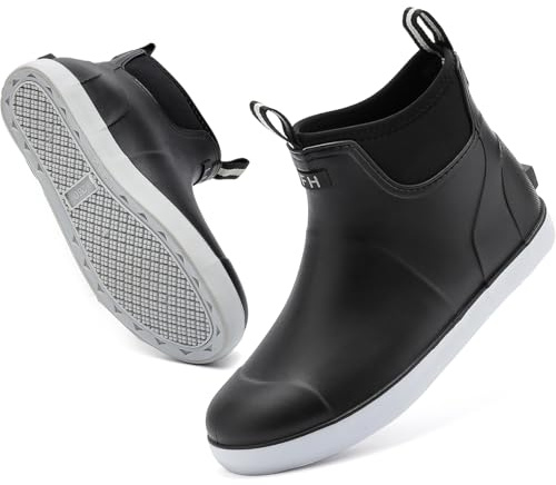 Bottes De Pont pour Hommes Avec Doublure En Peluche, Bottes De Pêche à La Cheville En Caoutchouc pour Hommes, Bottes D'Hiver Chaudes Antidérapantes, Bottes De Neige Imperméables pour Le Jardinage