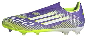 adidas Unisex F50 League Laceless Firm Ground Football Boots, Purple Rush/Cloud White/Lucid Lemon, 11 UK