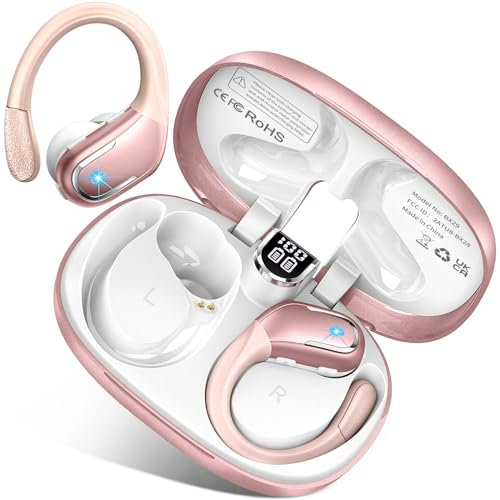 Ecouteurs Bluetooth sans Fil Sport, 75H Écouteur Bluetooth 5.3 HiFi Stéréo, 2025 Ecouteurs sans Fil avec ENC Antibruit Mic, IP8 Étanche Oreillette Bluetooth Running, Écran LED Casque Bluetooth