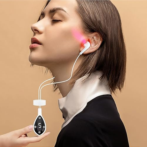 Thérapie par lumière rouge pour acouphènes – Dispositif infrarouge 650 nm avec 5 modes, bouchons d’oreilles relaxants
