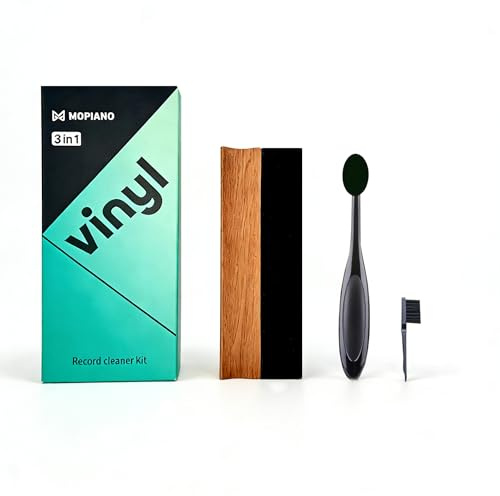 Set per la pulizia dei dischi in vinile 3 in 1 | Pulizia dei dischi | Include una spazzola con rivestimento in velluto, una spazzola in nylon e una spazzola per la puntina