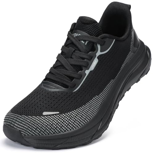 Kricely Scarpe Testa Larga Trail Running Uomo Scarpe da Corsa su Strada Trekking Sneakers Leggere Scarpe Camminata Sportive Outdoor (New Nero 43)
