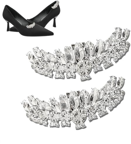 Shoe Clips Women, 2 PCS Removable Crystal Rhinestone Shoe Clips Grace Decorations High Heels Accessories for Bridal Wedding Prom Party