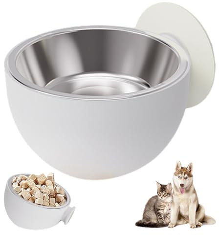 Magnetic Dog Bowl - Stainless Steel Raised Feeder, Detachable Pet Dish, Wall Mounted Puppy Bowl, Non-Slip Feeding Container | Wall Magnetic Pet Feeder for Dog Cat Food Water Indoor Outdoor Use
