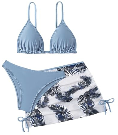 YcZithral Girls Swimming Costume Kids Swim Suits Two Piece Bikini Set Girl Bathing Suits Beach Rash Guard Spaghetti Swim Surfing Swimming Costume Girls Light Blue