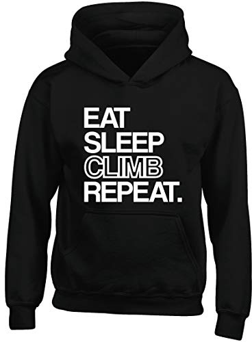 Hippowarehouse Eat Sleep Climb Repeat Kids Children's Unisex Hoodie Hooded top Black