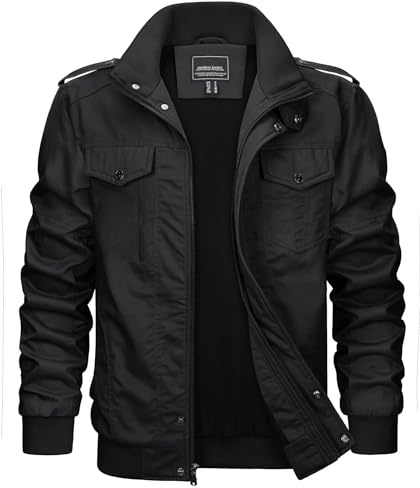 KEFITEVD Men's Cargo Multi Pocket Fashion Casual Military Tactical Jacket Bomber Coat, Black-new, S