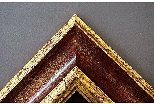 Artecentro Cornice Dorata per Quadri - Oro/Colore con o Senza passepartout in Legno-Varie Misure (Oro/Rosso, 30 x 40)