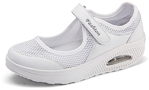 jukka Damen Outdoor Fitnessschuhe Atmungsaktive Mesh Schuhe Sport Slipper mit Klettverschluss Sportschuhe Sneaker Turnschuhe Laufschuhe Pumps