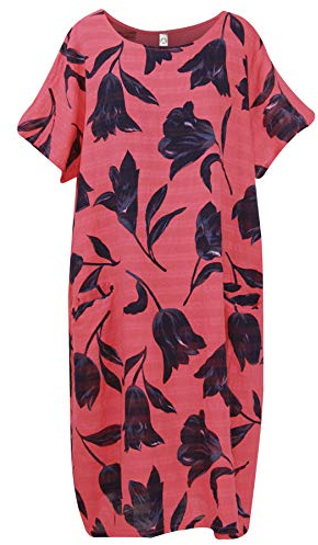 Storm Island Ladies Dress Tulip Print Womens Lagenlook Cotton Shirt Top Front Pockets Tunic SI111