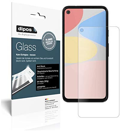 dipos I 2X Displayschutz matt kompatibel mit Google Pixel 4a 5G Schutzfolie 9H Anti-Shock (bewusst Kleiner als das Glas, da Dieses gewölbt ist)