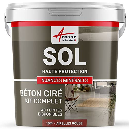 HOCHSCHUTZ BODENBESCHICHTUNGS-SET FÜR GESCHLIFFENEN BETON - NUANCES MINERALES Preiselbeeren Rot - 10 m² (für 2 Schichten)