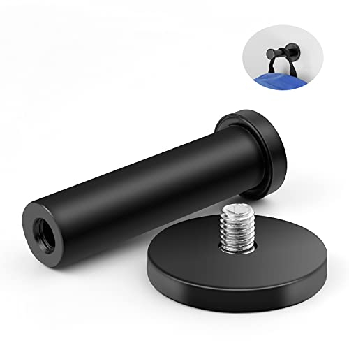 WJUAN 4 Pezzi Attaccapanni da Muro, 73 mm Appendiabiti da Parete Rotondi Neri, Ganci Appendiabiti in Acciaio Inox per L'installazione in Cucina, Bagno, Studio e Camera da Letto Principale