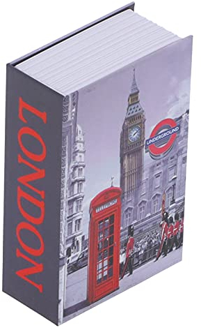 Safe in Buchform mit Kombinationsschloss, Mini-Safe in Buchform für Geld, versteckte geheime Aufbewahrungsbox für versteckte Schlüssel (LONDON, 7,1 x 4,6 x 2,2)