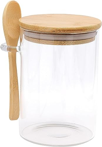 LATRAT Bocaux de conservation ronds en verre de 500 ml, résistants à -20 °C à 450 °C, décoratifs pour café, thé, sucre, épices