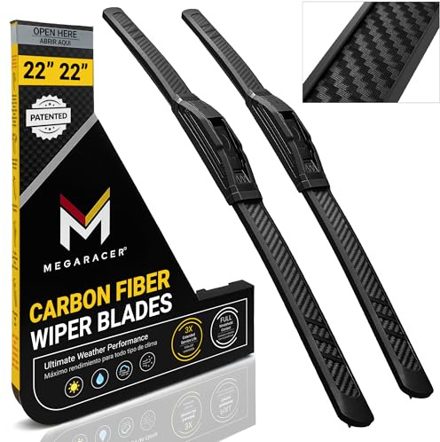Premium Silicone Carbon Fiber Windshield Wiper Blades 22 & 22 - Patented All-Season, Quiet & Smooth Streak-Free Clean Wipe, OEM Quality, Front Automotive Replacement Wipers for Car & Truck (2 Pack)