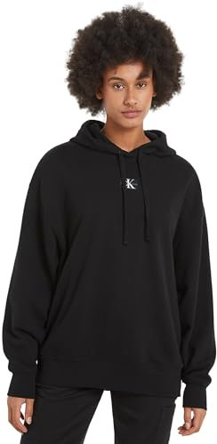 Calvin Klein Jeans Damen Hoodie Oversized mit Kapuze, Schwarz (Ck Black), M