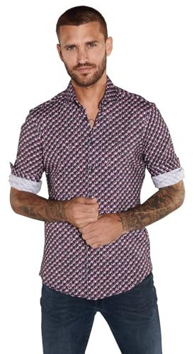 emilio adani Herren Herren Langarm-Hemd Slim fit, 36026, 36026, Magenta in Größe M