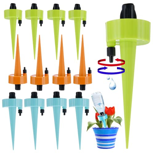 Aoreun Automatisch Bewässerung Kit, Upgrade 12 Stück Einstellbar Bewässerungssystem mit Steuerventilschalter Topfpflanzen Garten Pflanzen Blumen Tropfbewässerungssystem Passend für Meisten Flaschen