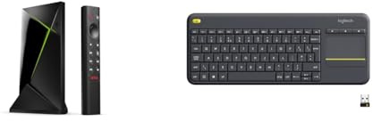 NVIDIA SHIELD Android TV Pro Streaming Media Player; 4K HDR Movies, Live Sports & Logitech K400 Plus Wireless Touch TV Keyboard With Easy Media Control and Built-in Touchpad