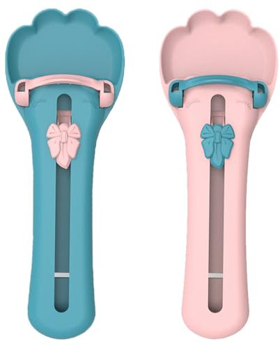 2PCS Cat Strip Squeeze Spoon Lickable Cat Treats Spoon Cat Wet Treats Dispense Spoon for Dogs and Cats Wet Treats (Pink and Blue)