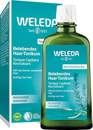 WELEDA Bio Rosmarin Haartonikum - Naturkosmetik Haarwasser Tonikum mit Rosmarinöl hilft bei dünner werdendem Haar. Natürliche Haarpflege kräftigt & bewahrt eine gesunde Kopfhaut (vegan / 200ml)