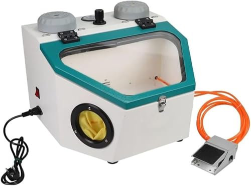 Tisch-sandstrahlschrank, Dental-sandstrahlgerät Mit Doppelstift, Mit Led-licht Und Fußschalter, Einstellbarem Druck, Breitbild-glasscheibe, Zum Sandstrahlen/entrosten Von Metall