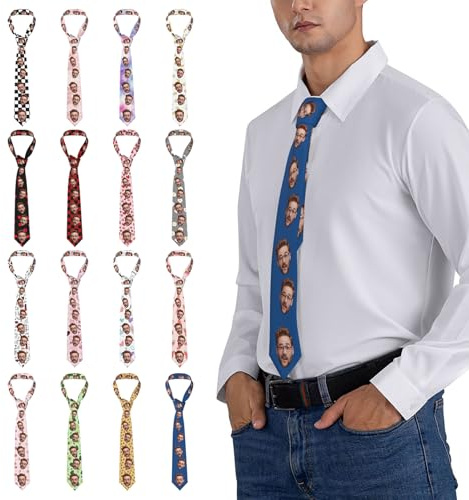 LSDINDF Corbata con Foto Personalizada, Corbatas Personalizadas para Hombres, Corbatas Divertidas, Regalos Personalizados para Hombres, papás y esposos