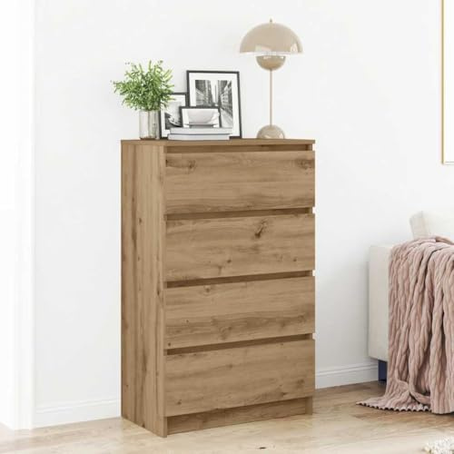 Myheimly Sideboard Kommode mit viel Stauraum, Schrank mit 4 Schubladen, Schubladenschrank Anrichte für Wohnzimmer, Modern, Artisan-Eiche 60x35x98,5 cm Holzwerkstoff