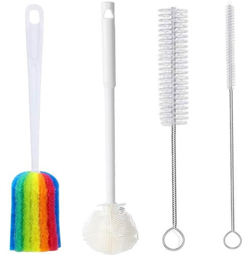 Xemnys Juego de cepillos de limpieza de botellas, cepillos limpiadores de botellas y pajitas de mango largo para lavar botellas de agua, botellas de bebidas, depurador de tazas, cristalería, boquillas